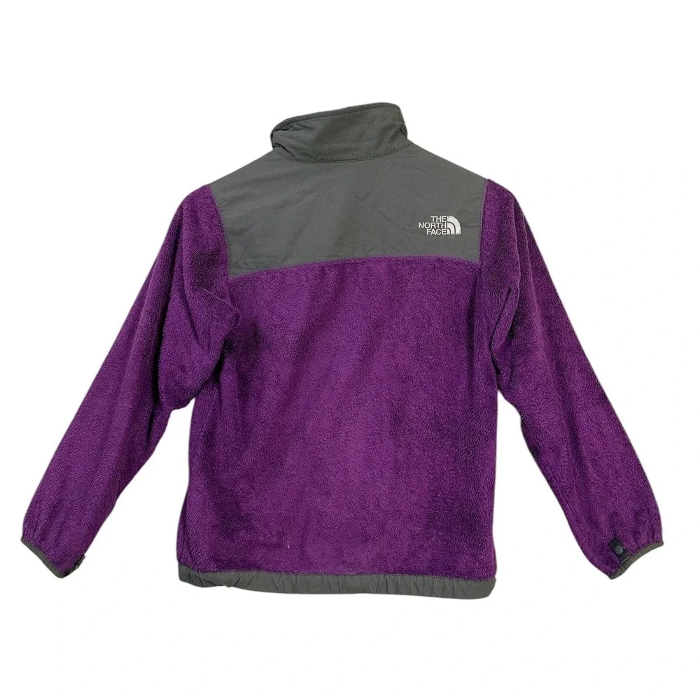 The North Face Girls Denali Fleece Jacket M 10/12 Purple Gray Full Zip Outdoor